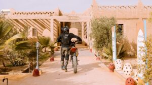 Walking the Motorbike to Hotel